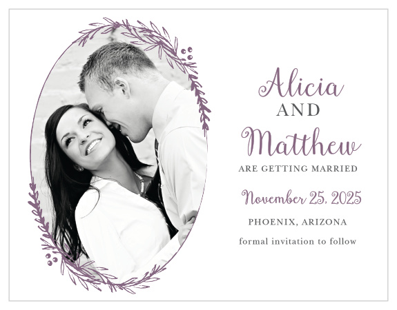 Help guests plan time for your wedding by sending in advance the Delicate Laurel Save-the-Date Magnets.Â