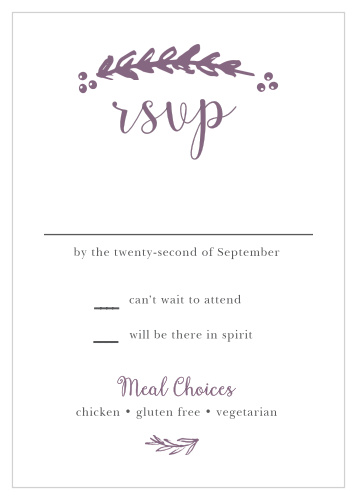 Make it easy and painless for your guests to send their RSVP to you with the Delicate Laurel Response Cards.