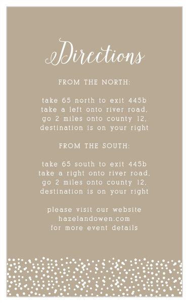 Give your guests directions for your big day using the fun and whimsical Confetti Dots Direction Cards.
