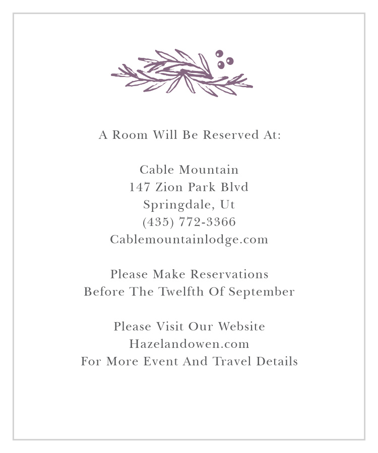 Delicate Laurel Accommodation Cards
