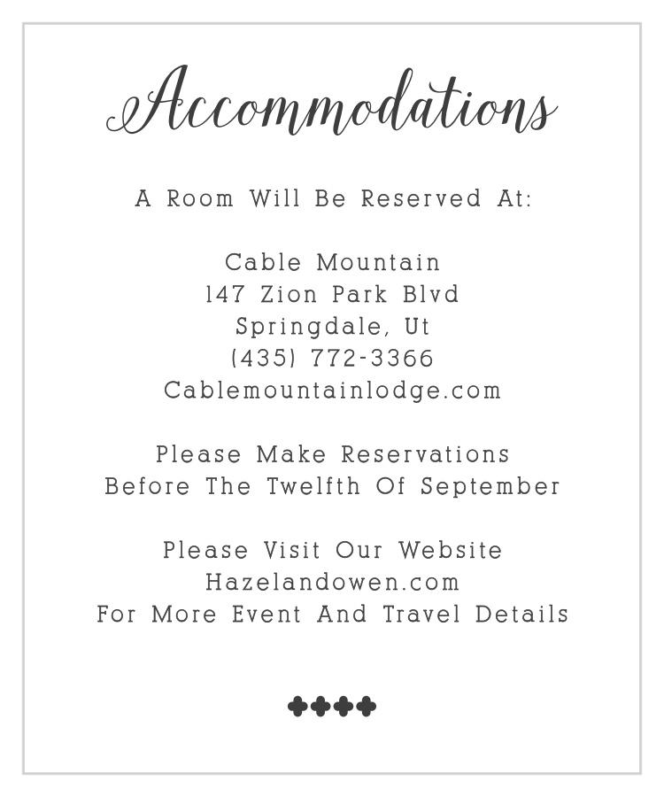 Whimsical Calligraphy Accommodation Cards