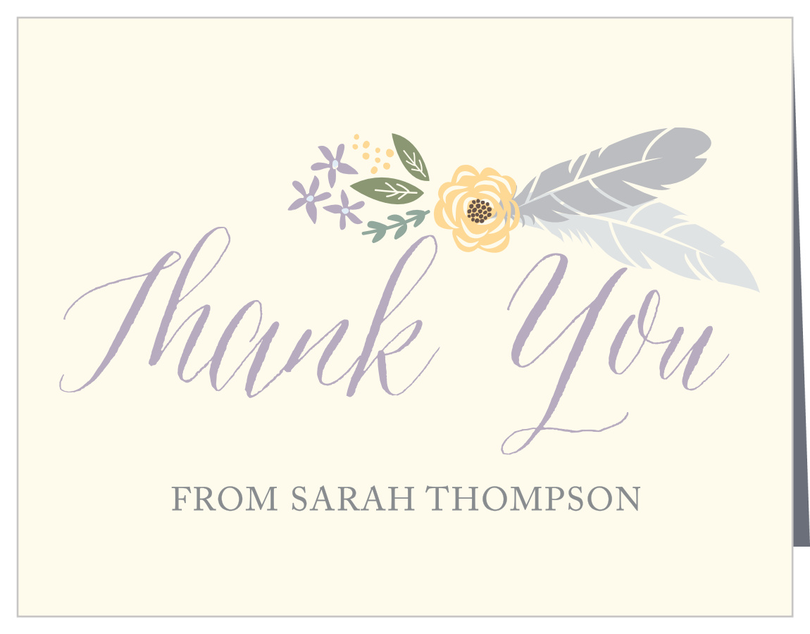 Bohemian Feather Baby Shower Thank You Cards