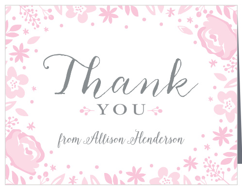 Your guests will be glad they came when they receive the sweet floral Baby Blooms Baby Shower Thank You Cards!