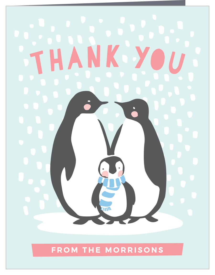 Penguin Winter Baby Shower Thank You Cards