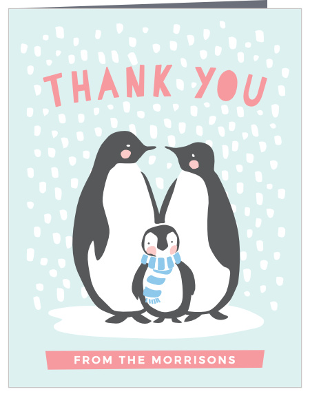 Let your guests know how grateful you are with the Penguin Winter Baby Shower Thank You Cards!