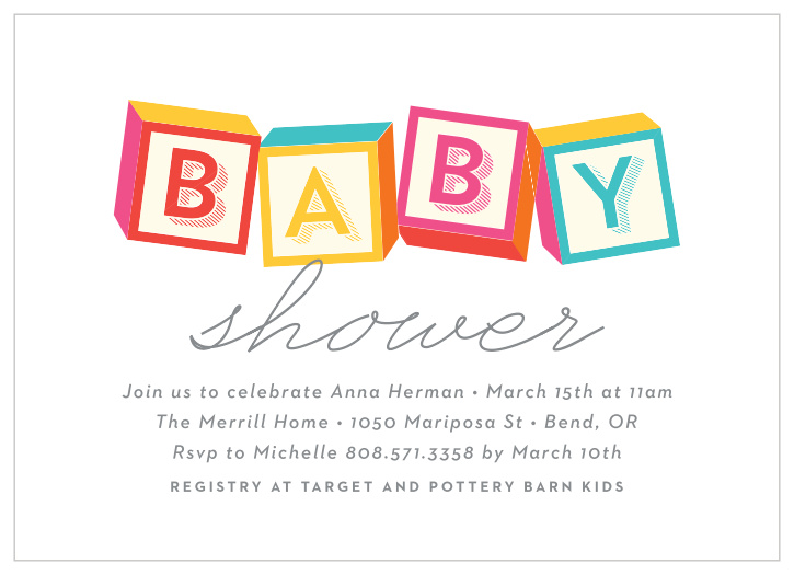 Build the perfect invitations with our Baby Blocks Baby Shower Invitations!