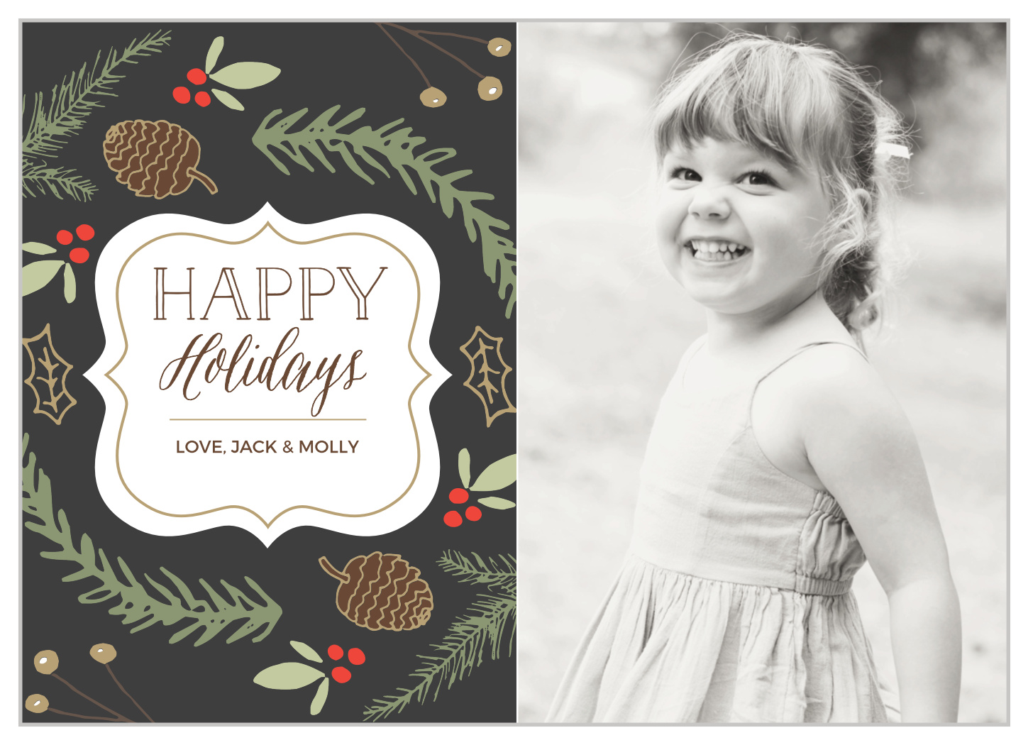Illustrated Foliage Photo Holiday Cards