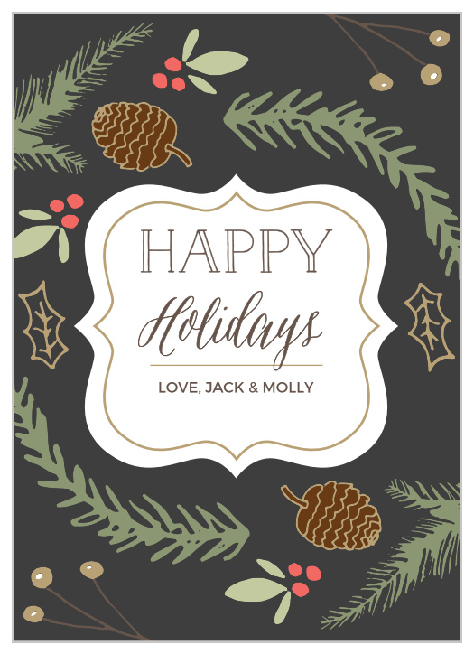 Deck your friend's and family's mailboxes with the Illustrated Foliage Holiday Cards.