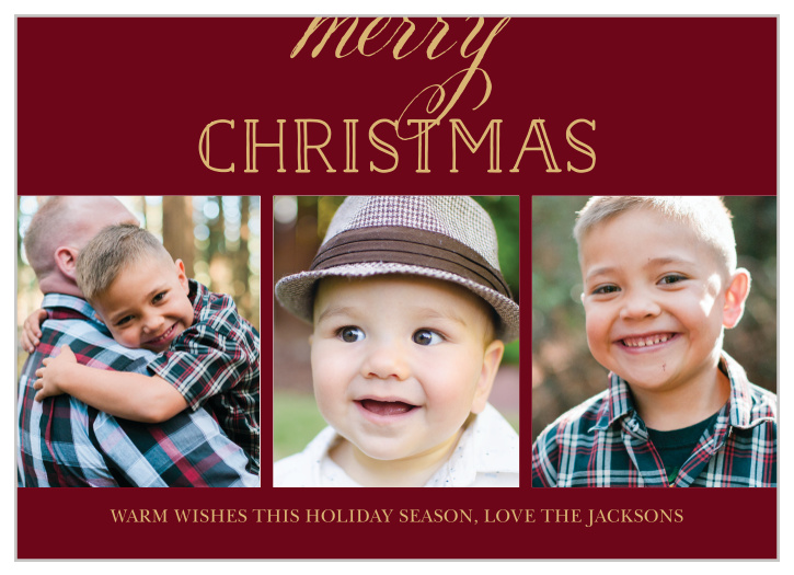 Make your holiday greetings shine this year with the Festive Script Holiday Photo Foil Cards.