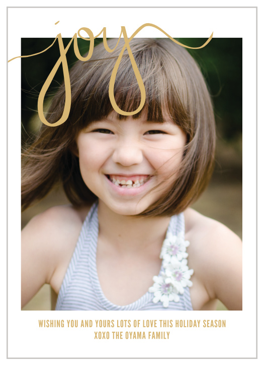 Wish family and friends a happy holiday season with the Classic Joy Foil Photo Holiday Cards