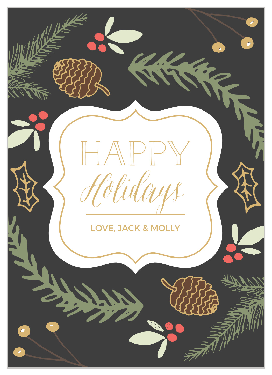 Illustrated Foliage Foil Holiday Cards