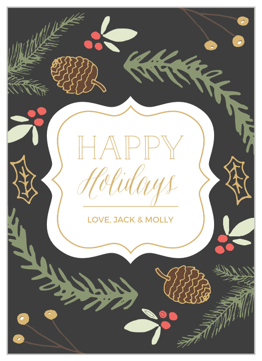 Make someone's holiday merrier with the Illustrated Foliage Foil Holiday Cards.