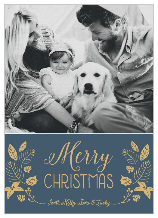 Send warm wishes to loved ones this year with the Festive Holiday Foliage Foil Christmas Cards from the Love Vs Design Collection.