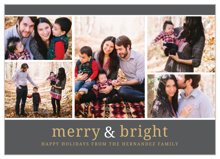 Make the season brighter for family and friends this year with the Merry and Bright Foil Holiday Cards.