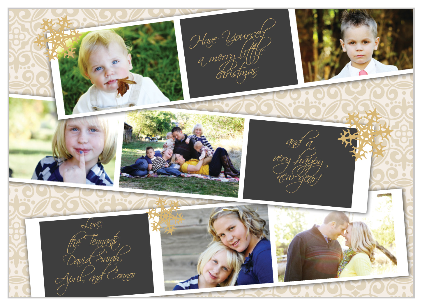 Falling Snowflakes Photo Booth Foil Christmas Cards