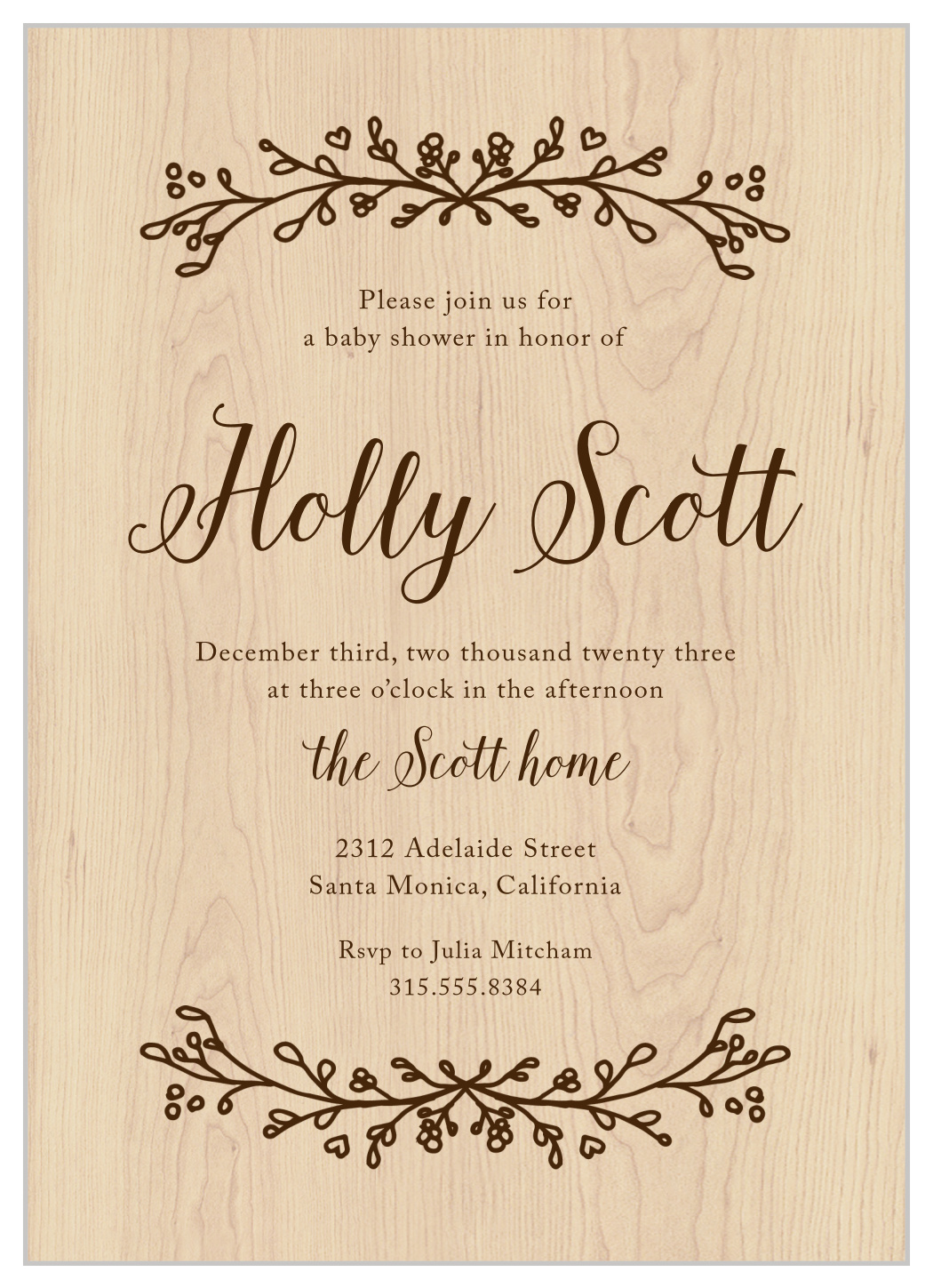 Adorable Branch Baby Shower Invitations
