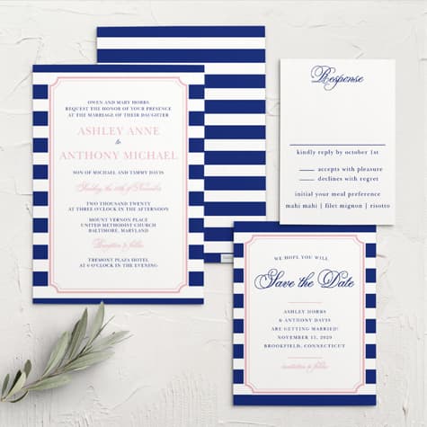 Preppy Stripe Wedding Invitations