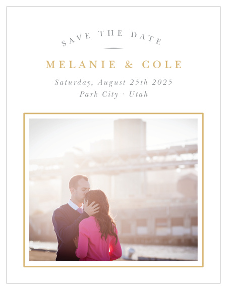 Be sure family and friends pencil in your special day when you send out our Completely Centered Save the Date Cards.