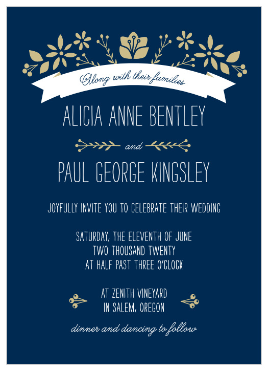 Invite friends and family to celebrate with the Folksy Floral Wedding Invitations from the Crafty Pie Collection at Basic Invite.