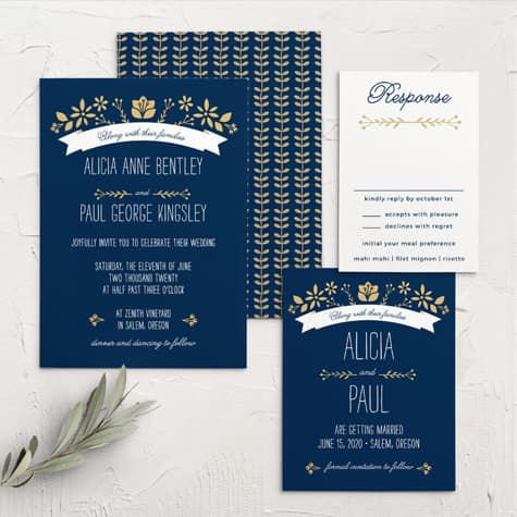 Folksy Floral Wedding Invitations