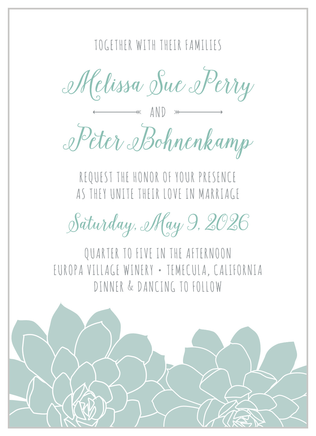 Sweet Succulents Wedding Invitations
