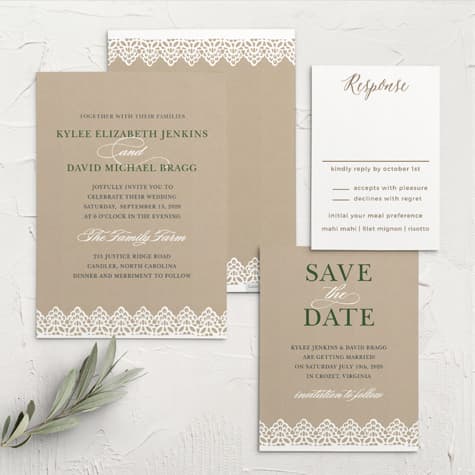Rustic Lace Wedding Invitations