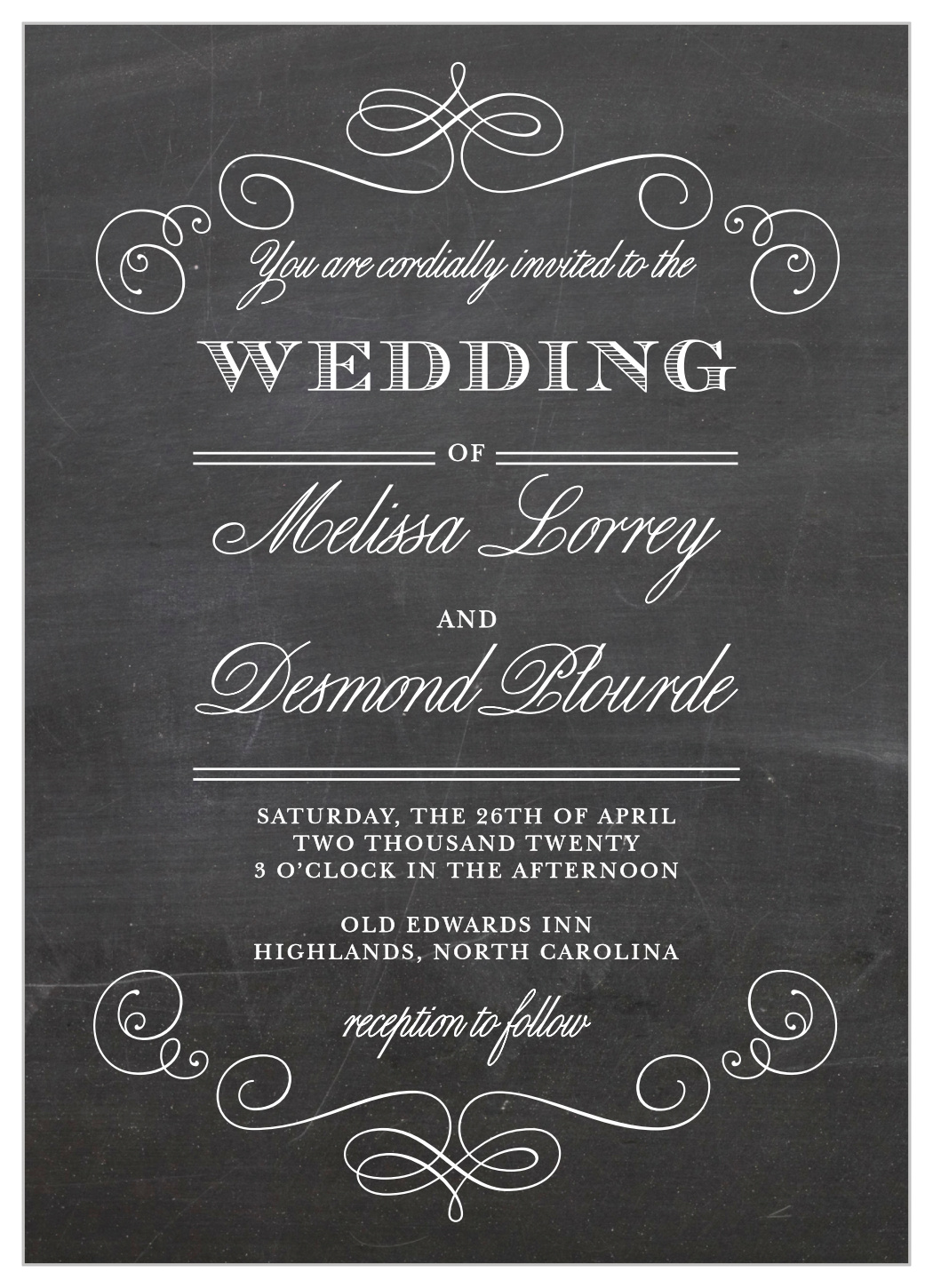 Fancy Chalkboard Wedding Invitations