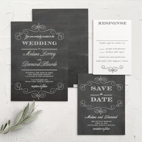 Fancy Chalkboard Wedding Invitations