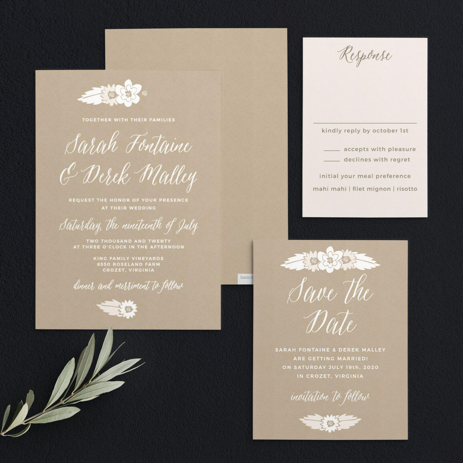 Rustic Floral Wedding Invitations By Basic Invite