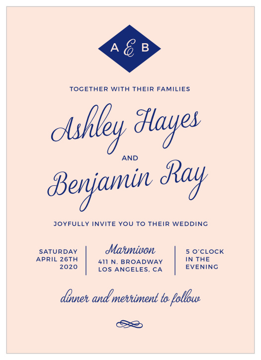 Ashley collection  monogram wedding invitations