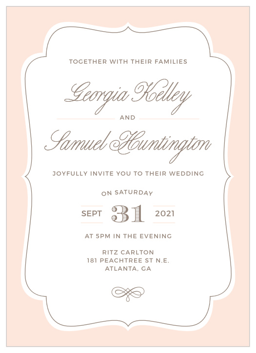 Invite friends and family to join you on your happy day with the Vintage Frame Wedding Invitations from the Crafty Pie Collection at Basic Invite.