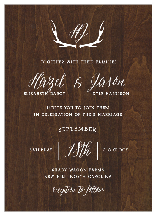 Invite friends and family to your elegant country wedding with the Rustic Wood Wedding Invitations from the Crafty Pie Collection at Basic Invite.