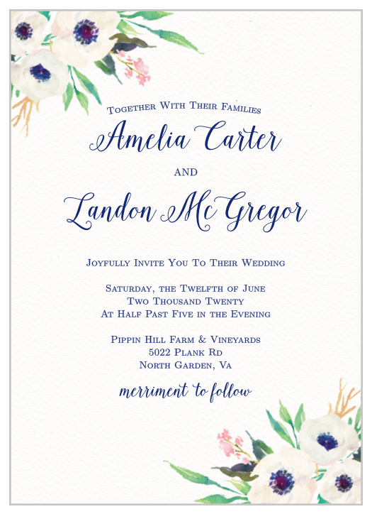 Floral Wedding Invitations - Match Your Color & Style Free!