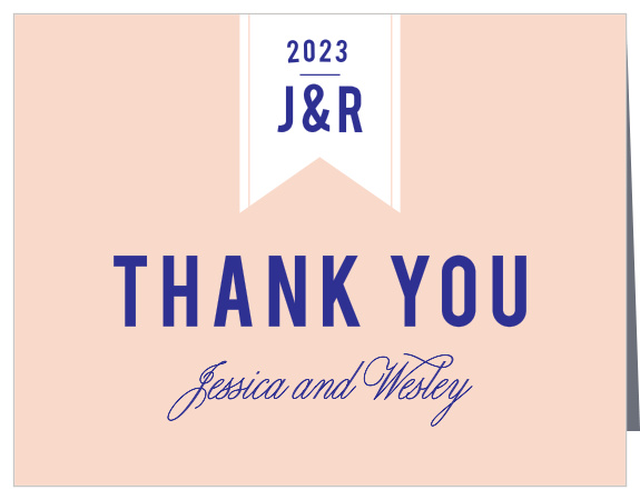 Convey your gratitude with the Modern Banner Thank You Cards from the Crafty Pie Collection at Basic Invite.