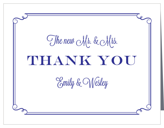 The Handwritten Deco Thank You Cards' unique scallops and swirls frame make it an elegant way to express your gratitude. 