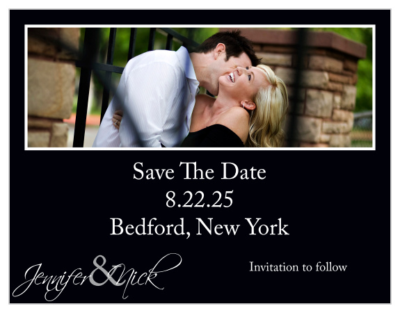 Our Elegant Stripes save the date cards offer a stunning way to introduce your special day.