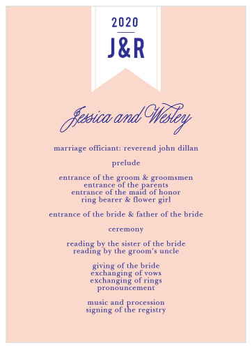 The Modern Banner Wedding Programs organize your ceremony in a cute and contemporary style. 