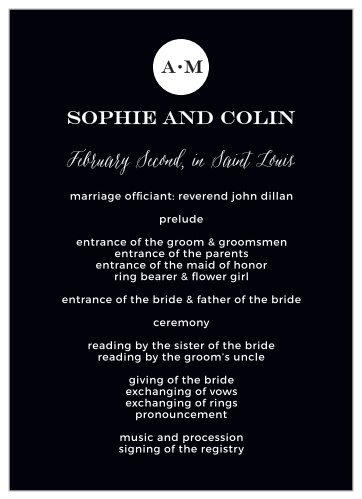 Use the Modern Elegant Wedding Programs to keep your contemporary ceremony running smoothly.