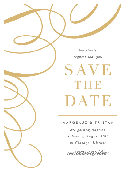 Family and friends are sure to mark their calendars for your wedding when they see the look of our Timeless Swirls Save the Date Cards.