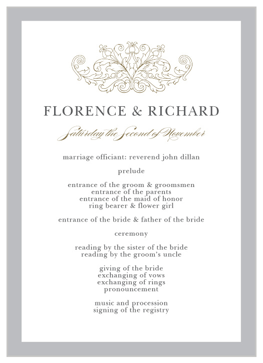 The Vintage Damask Wedding Programs formally organizes your wedding ceremony.