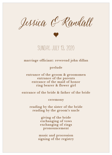 Customize the Drawn Together Wedding Programs to match your wedding stationery.