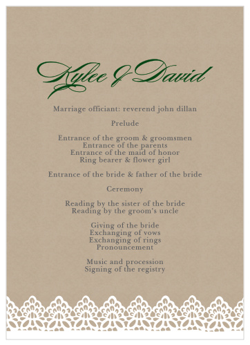 Rustic Lace Wedding Programs