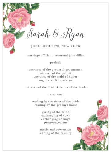 Take some of the stress out of your wedding-day with the Budding Blossoms Wedding Programs.