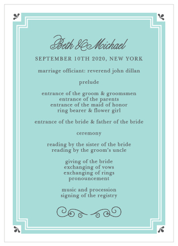 Keep your grand event running smoothly with the Parisian Script Wedding Programs from the Crafty Pie Collection at Basic Invite.