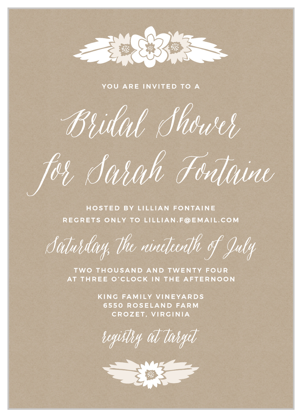 Rustic Floral Bridal Shower Invitations