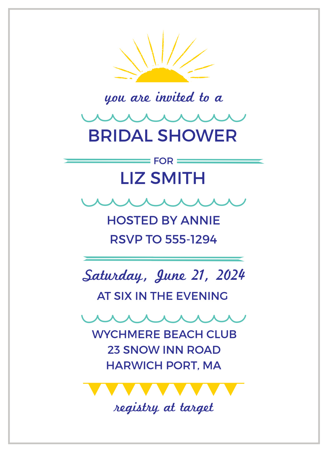 Modern Beach Bridal Shower Invitations