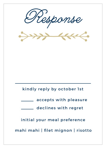 Gorgeous fonts and folk art details make the Folksy Floral Response Cards a rustic yet refined choice for your wedding stationery.