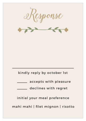 Use the Garden Floral Response Cards to efficiently and stylishly collect RSVPs for your wedding.