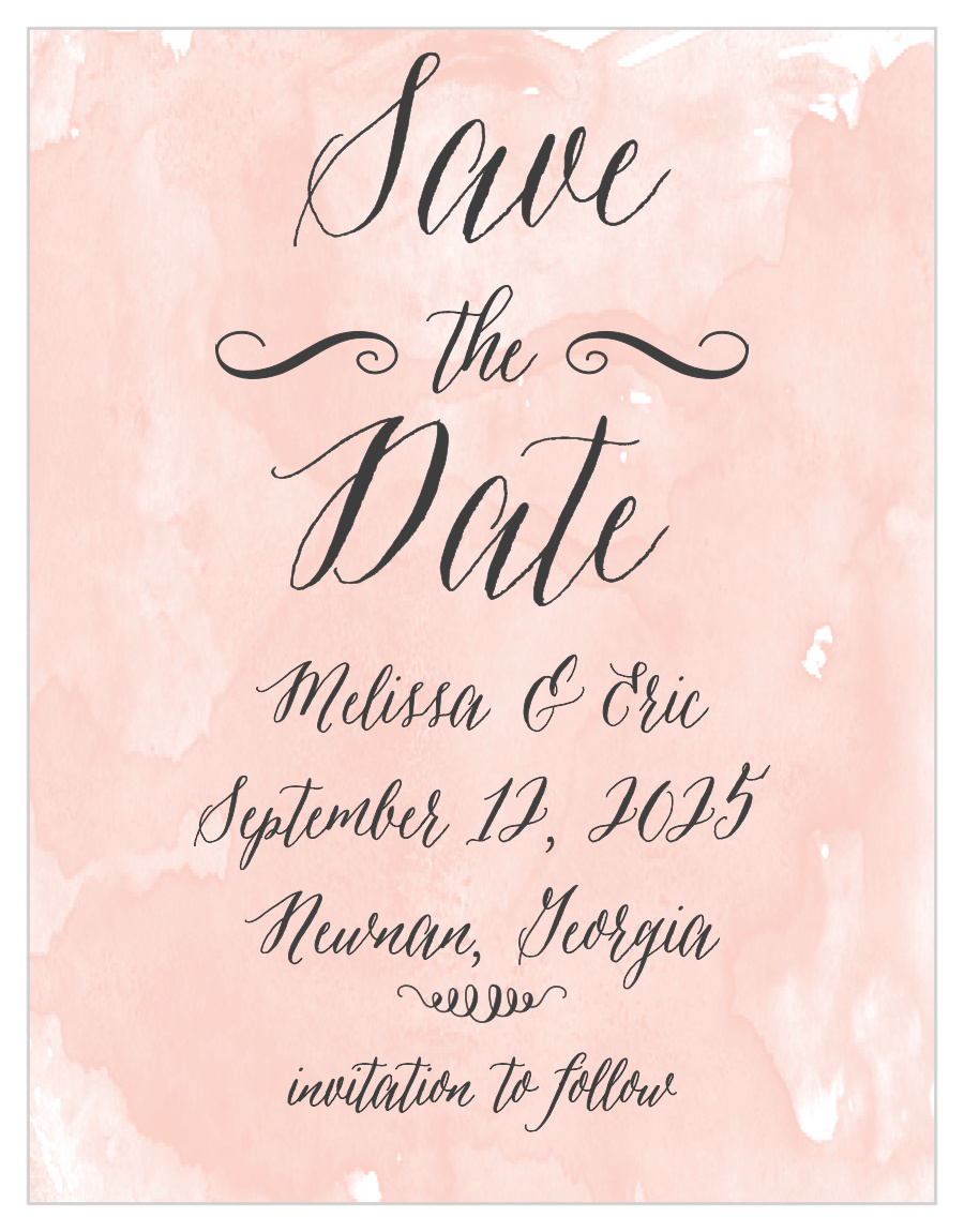 Watercolor Script Save the Date Cards