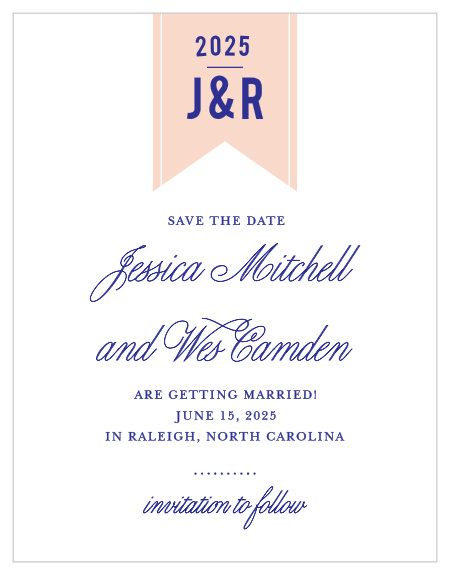 Notify friends and family of your upcoming wedding with the Modern Banner Save-the-Date Magnets.